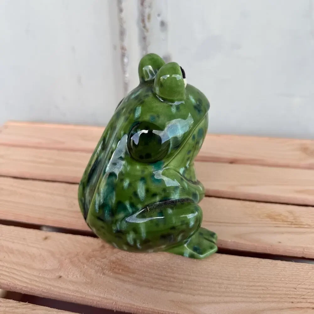Vintage Frog Figurine Make in Japan 1980s Figure Artisan Signed